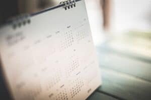 photo of a calendar that blurs out of focus