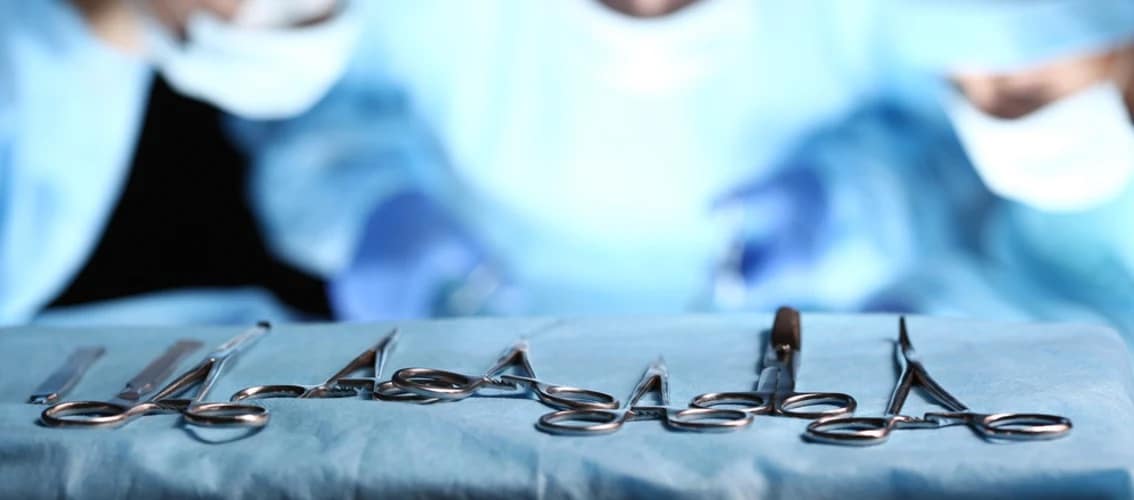 Close up of tools used in surgery