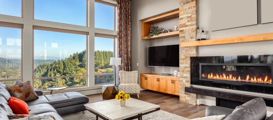 living room with view of mountains