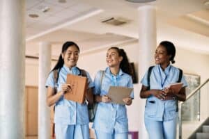 Group of three nursing students