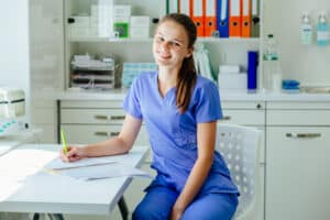 Medical professional who has forms needed to obtain license