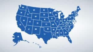 Blue map of the United States