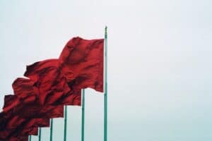 Red flags on flagpoles