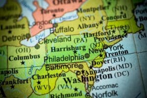 Map of Pennsylvania and surrounding states